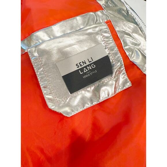 NASA Silver Puffer Jacket by Sen Li Lang Unisex Hooded Metallic Space Coat L - Picture 7 of 12